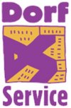 Logo Dorfservice, ein Bild, das Text, Grafiken, Schrift, Grafikdesign enthält.